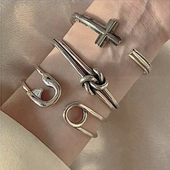 SAFETY PIN BANGLE BRACELET STERLING SILVER .925 STAMPED - Picture 8 of 10